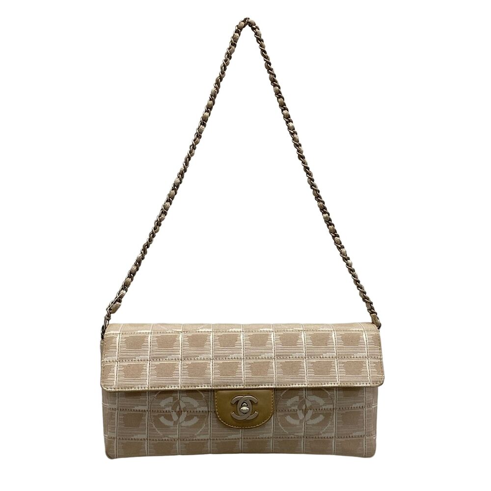 Chanel New Travel Line / Chocolate Bar Stitch Shoulder Bag Nylon Jacquard